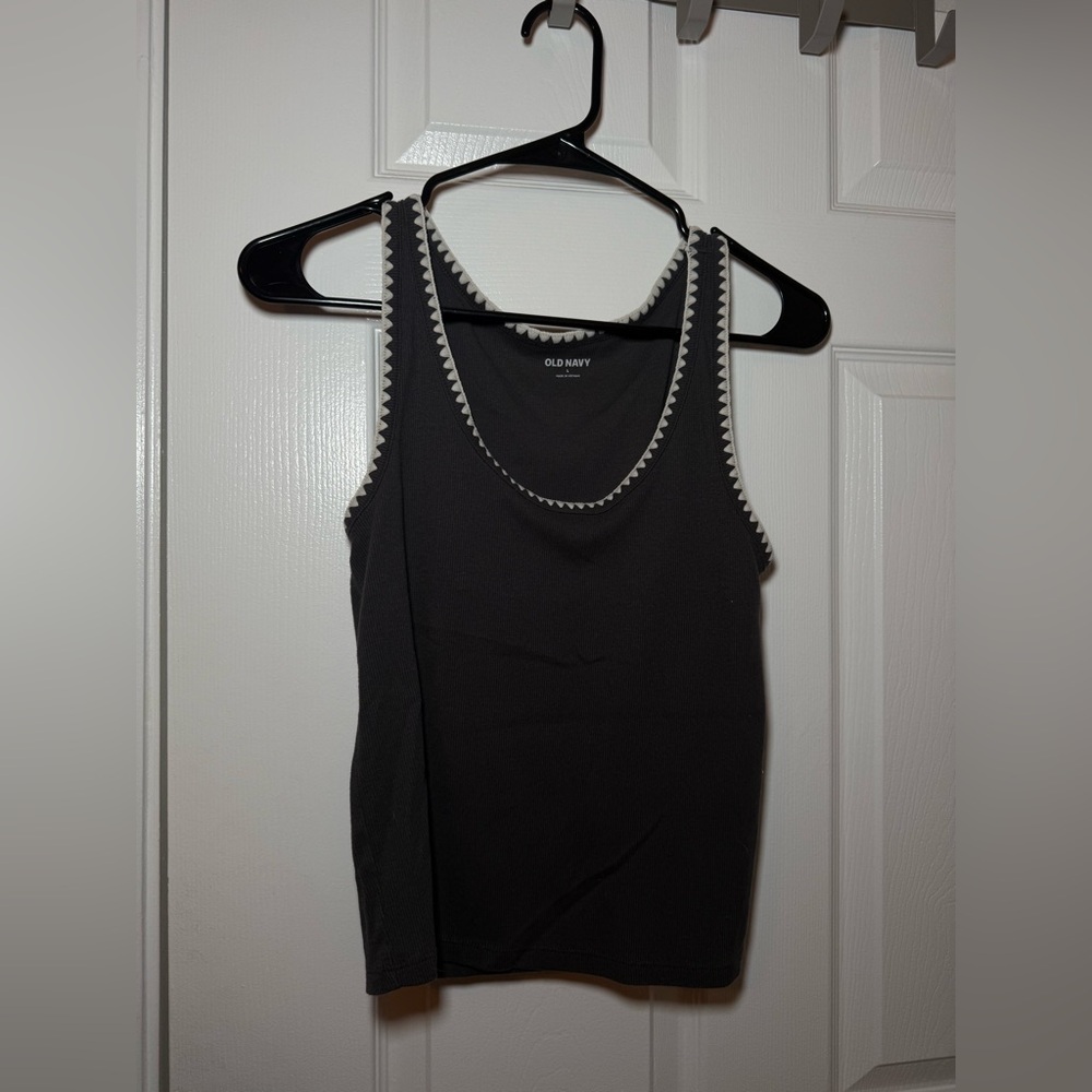 Old Navy Charcoal Tank Top with White Trim